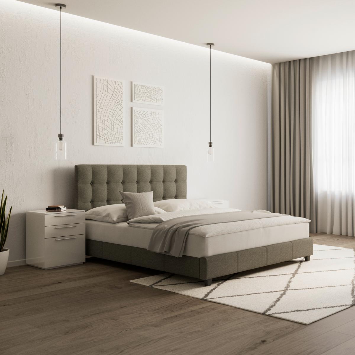 Polsterbett Frederico Hellgrau ca. 180x200 cm - Hellgrau/Schwarz, MODERN, Holz/Holzwerkstoff (180/200cm) - Bessagi Home