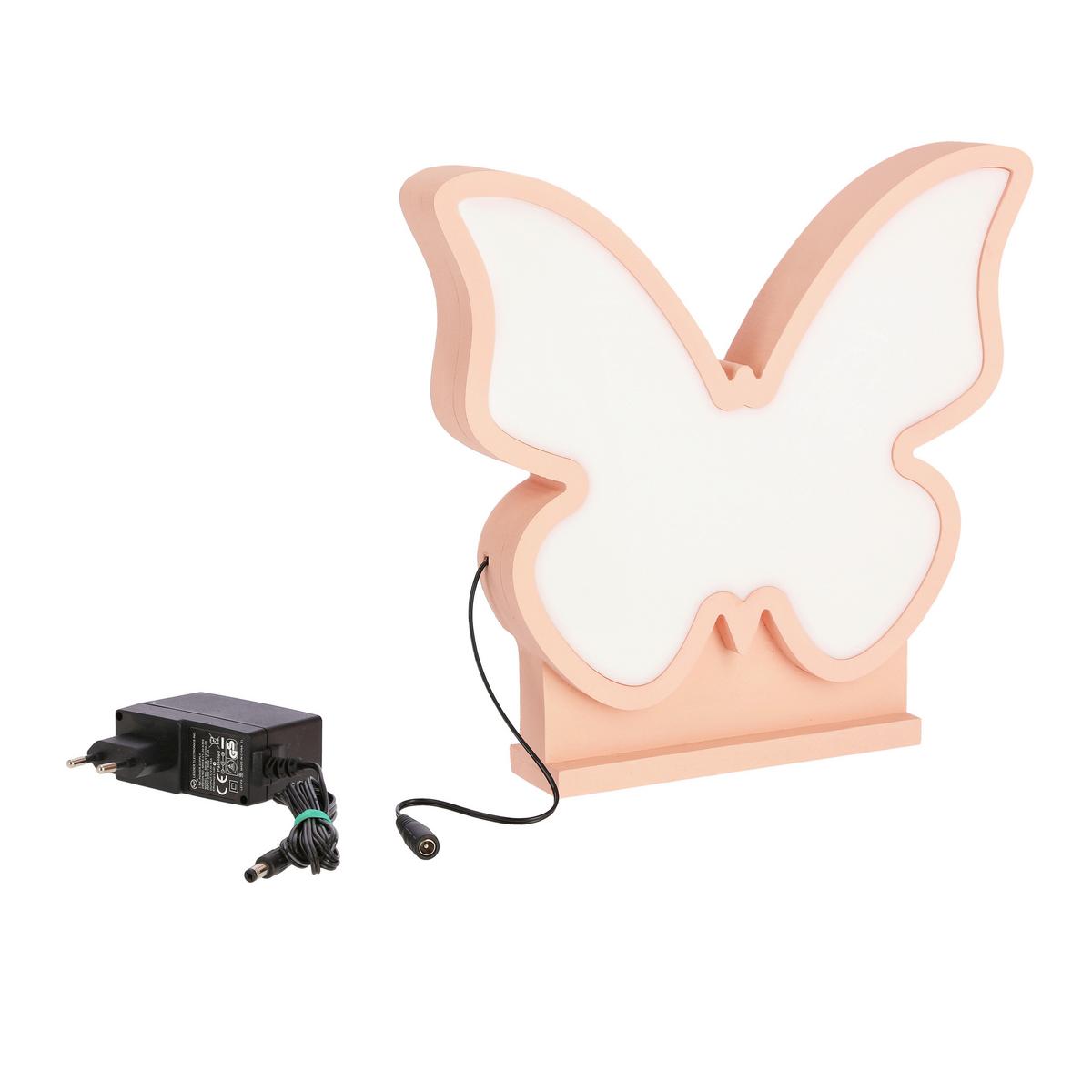 Dječja Stolna Svjetiljka Butterfly - ružičasta, Basics, drvni materijal/plastika (28.5/5/26.5cm)