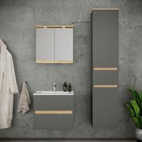 Badezimmer Cosila - Honigeiche/Weiss, Trend, Keramik/Holzwerkstoff (101cm) - MID.YOU