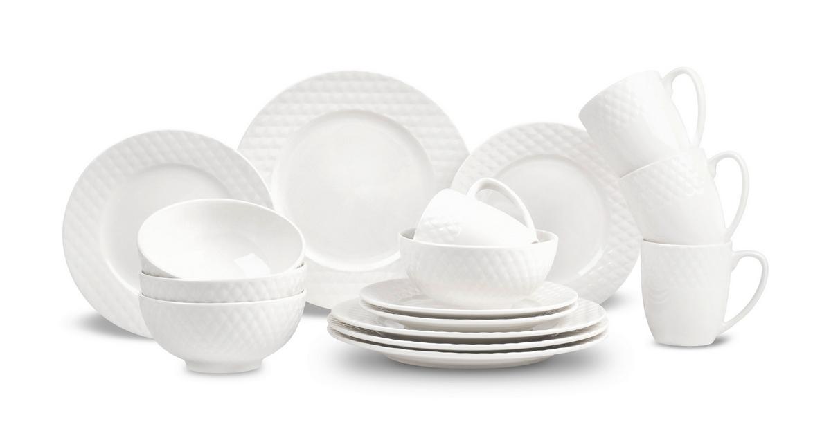 Serviciu de masă 16/1 Brunhilde - alb, Konventionell, ceramică - Modern Living