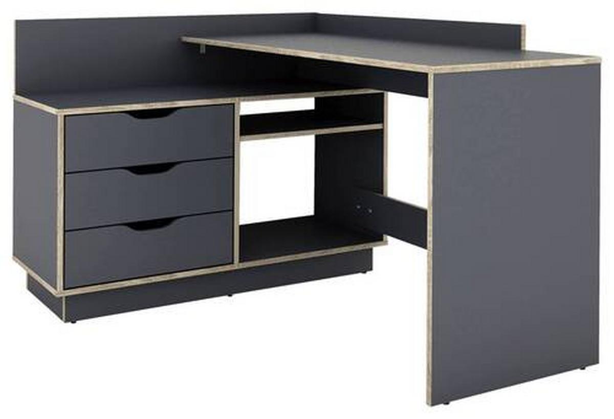 Eckschreibtisch Belfast Anthrazit/Eichefarben - Eichefarben/Anthrazit, LIFESTYLE, Holzwerkstoff (129/105/84cm) - MID.YOU