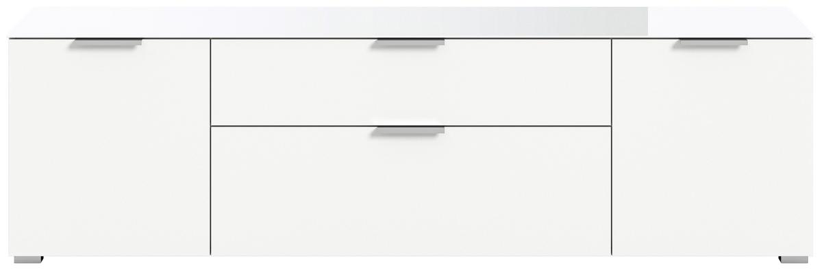 Komoda Ray - bijela/srebrne boje, Design, staklo/drvni materijal (179/51/40cm) - Modern Living