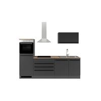 Bucătărie fără electrocasnice JAZZ - culoare lemn stejar/negru, Modern, material pe bază de lemn (260/200/60cm) - Modern Living
