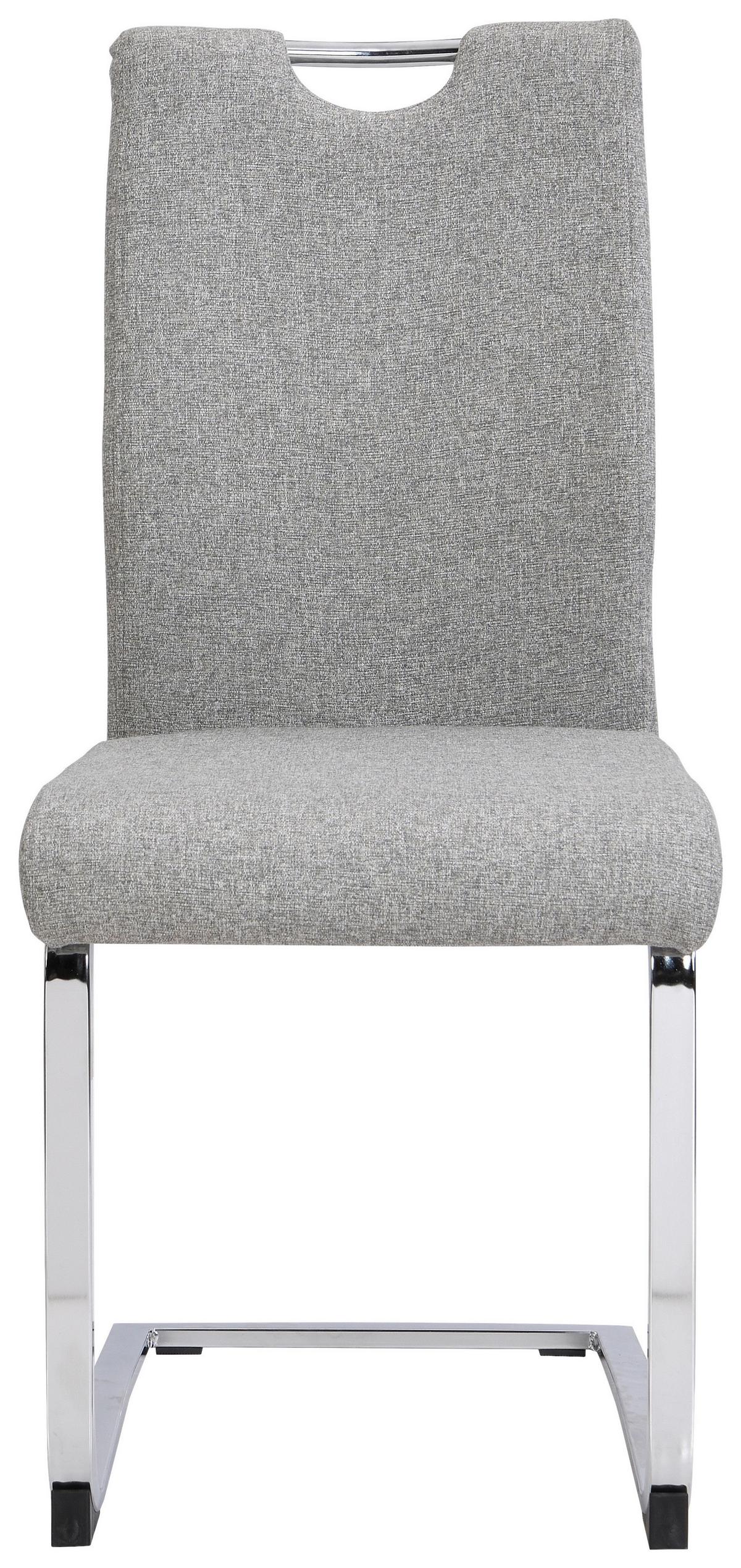 KRZESŁO NA PŁOZIE VALENTINO - szary/kolor chromowy, Design, metal/tkanina (44/98/58cm) - Carryhome