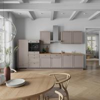 Küchenleerblock Frame Low o. Geräte Beigebraun - Edelstahlfarben/Eichefarben, MODERN, Holzwerkstoff/Metall (360cm) - Nobilia