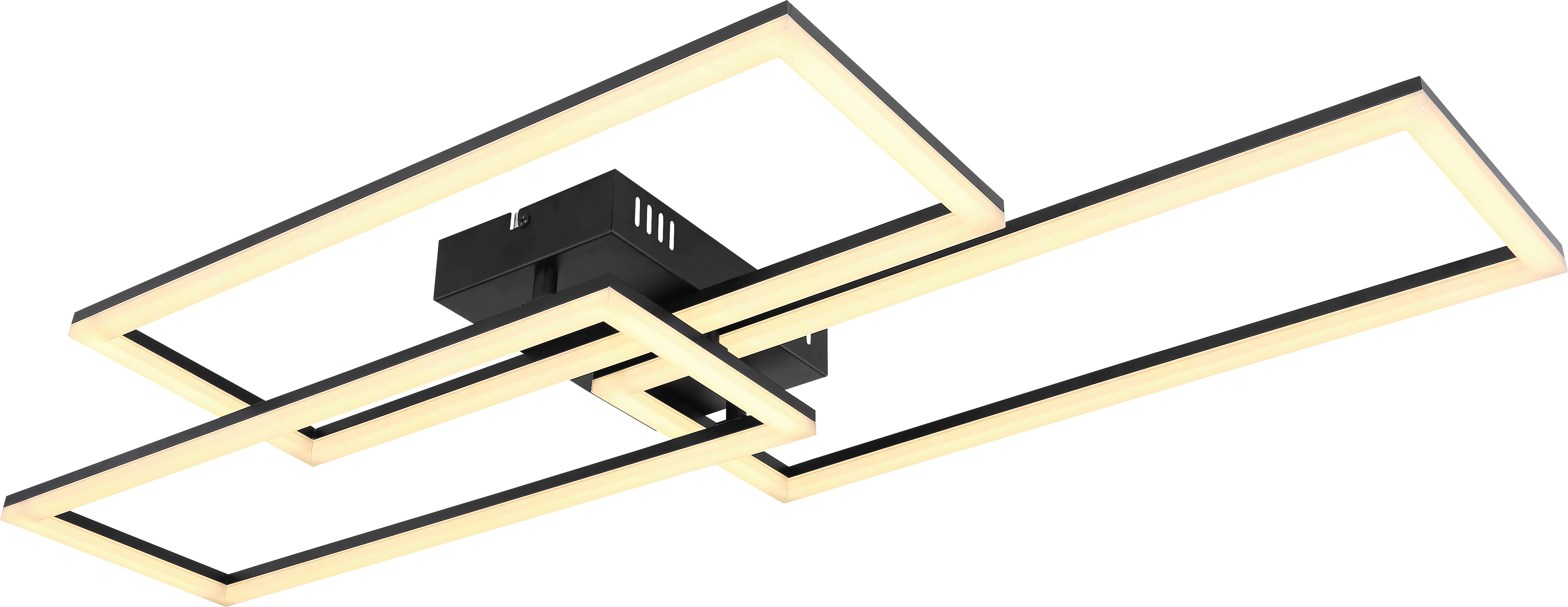 LED-Deckenleuchte Bekka max. 58 Watt - Opal/Schwarz, Modern, Kunststoff/Metall (90/40/8cm) - Premium Living