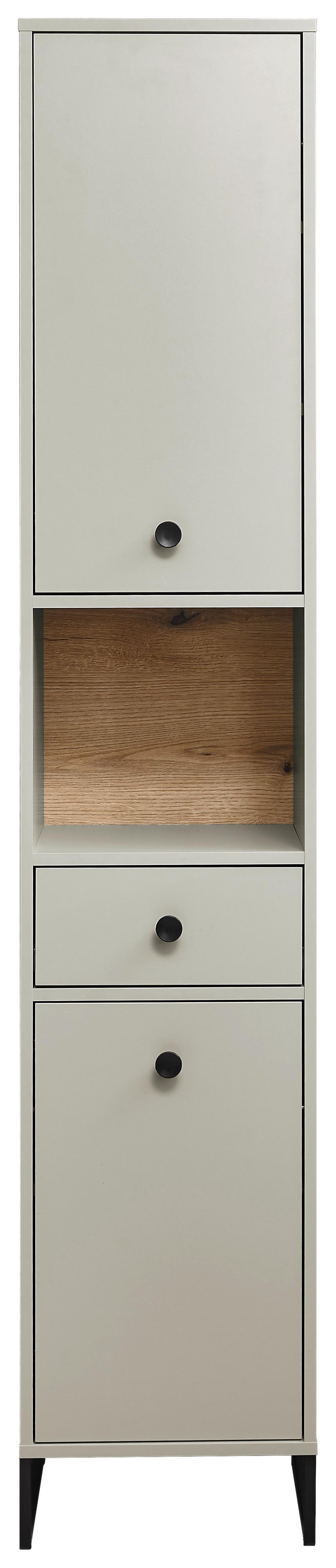SZAFKA WYSOKA LINEA - kolor dębowy/kaszmir, Modern, materiał drewnopochodny/tworzywo sztuczne (38/195/32cm) - MID.YOU
