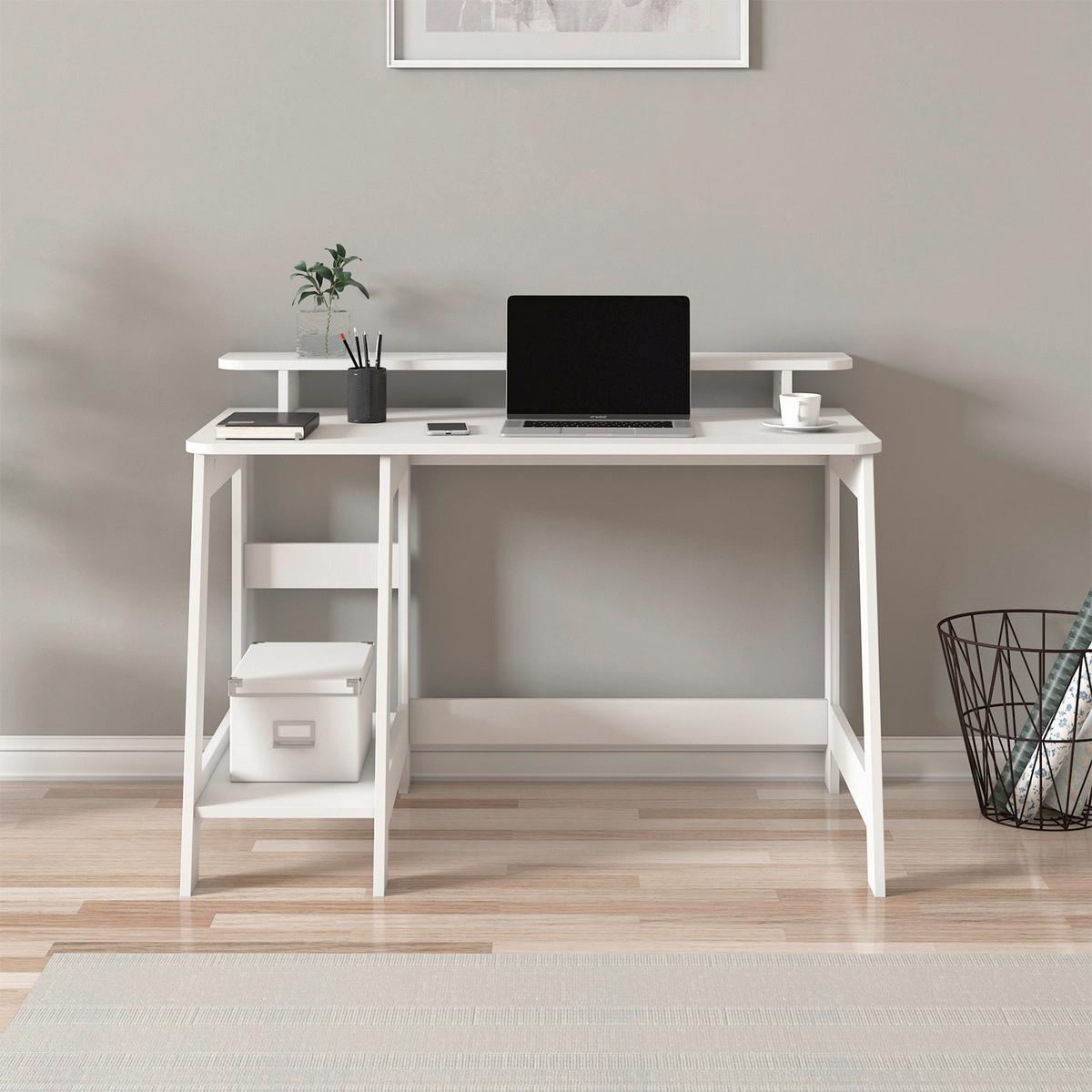 SCHREIBTISCH COUNTRY SCHREIBTISCH - Weiss, Design, Holzwerkstoff (120/60/73cm) - Livetastic