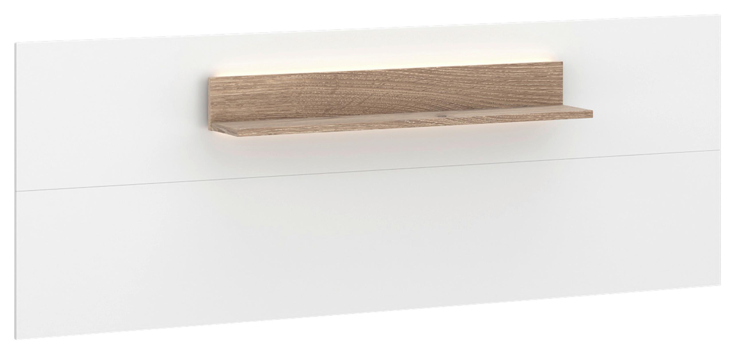 Zidna Polica Cotia New - bijela/boje hrasta, Moderno, drvni materijal (160/60/19,8cm) - Modern Living