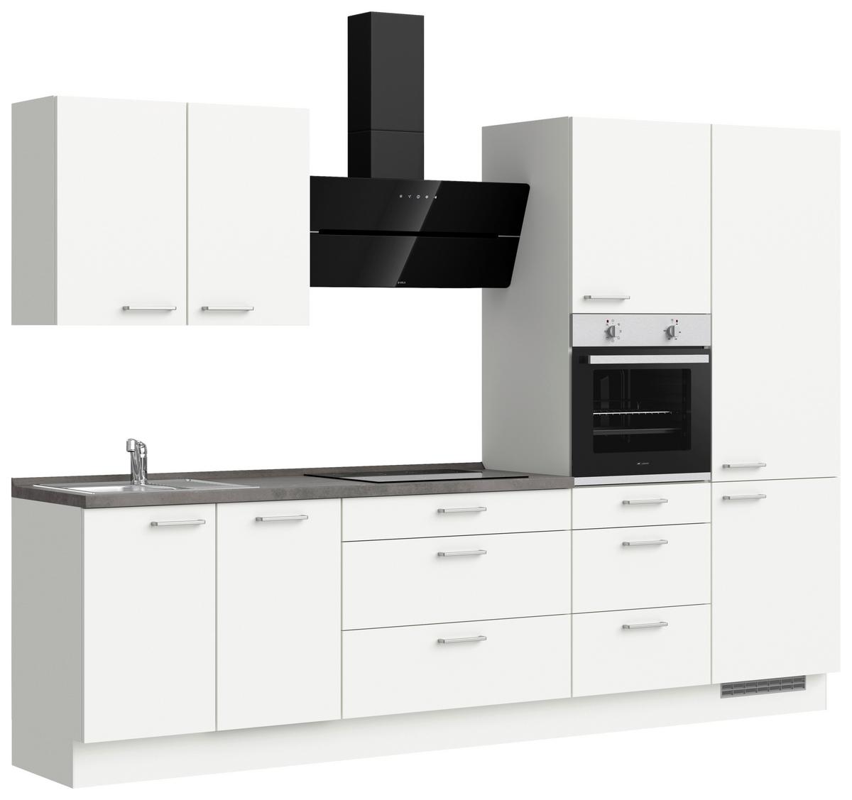 Küchenleerblock Touch High o. Geräte Weiß - Edelstahlfarben/Weiß, MODERN, Holzwerkstoff/Metall (300cm) - Nobilia