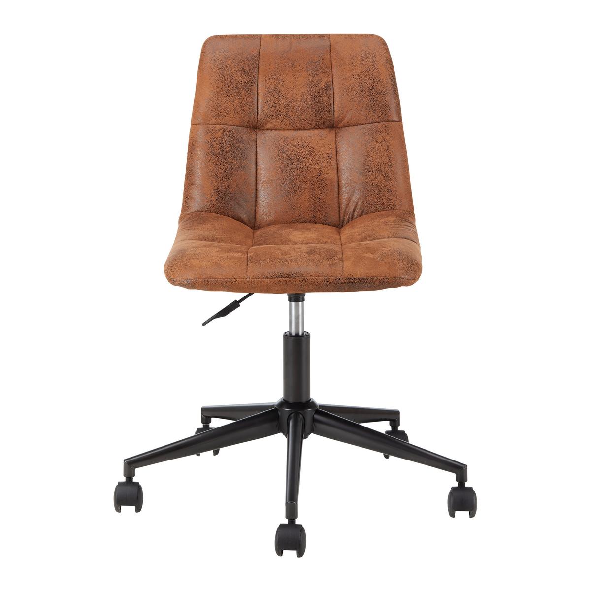 Drehstuhl Clelie Braun Mikrofaser - Schwarz/Braun, MODERN, Holz/Kunststoff (45/79-89/57cm) - Bessagi Home