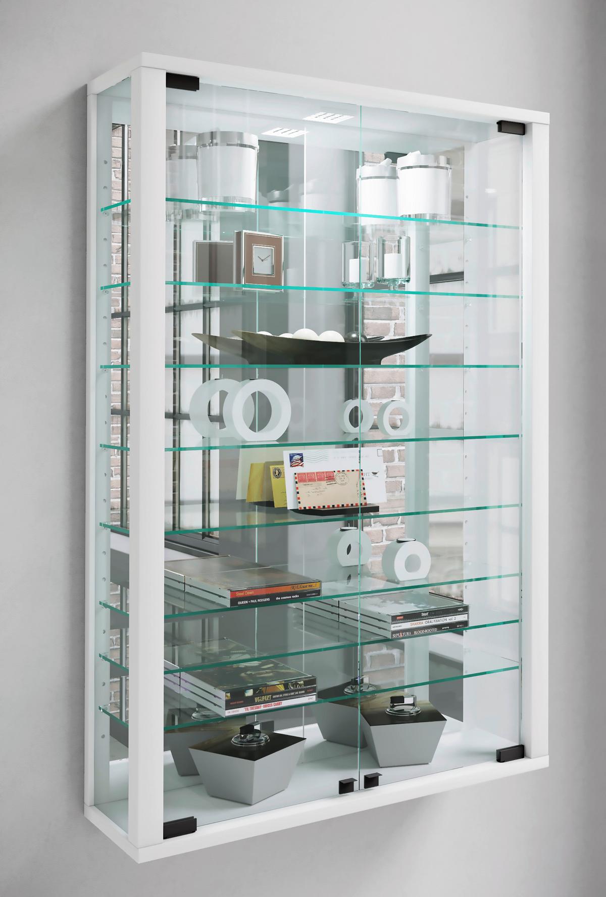 Hängevitrine Vitrosa ca. 59x91 x18 cm Weiß - Schwarz/Weiß, MODERN, Glas/Holzwerkstoff (59/91,3/18cm) - MID.YOU