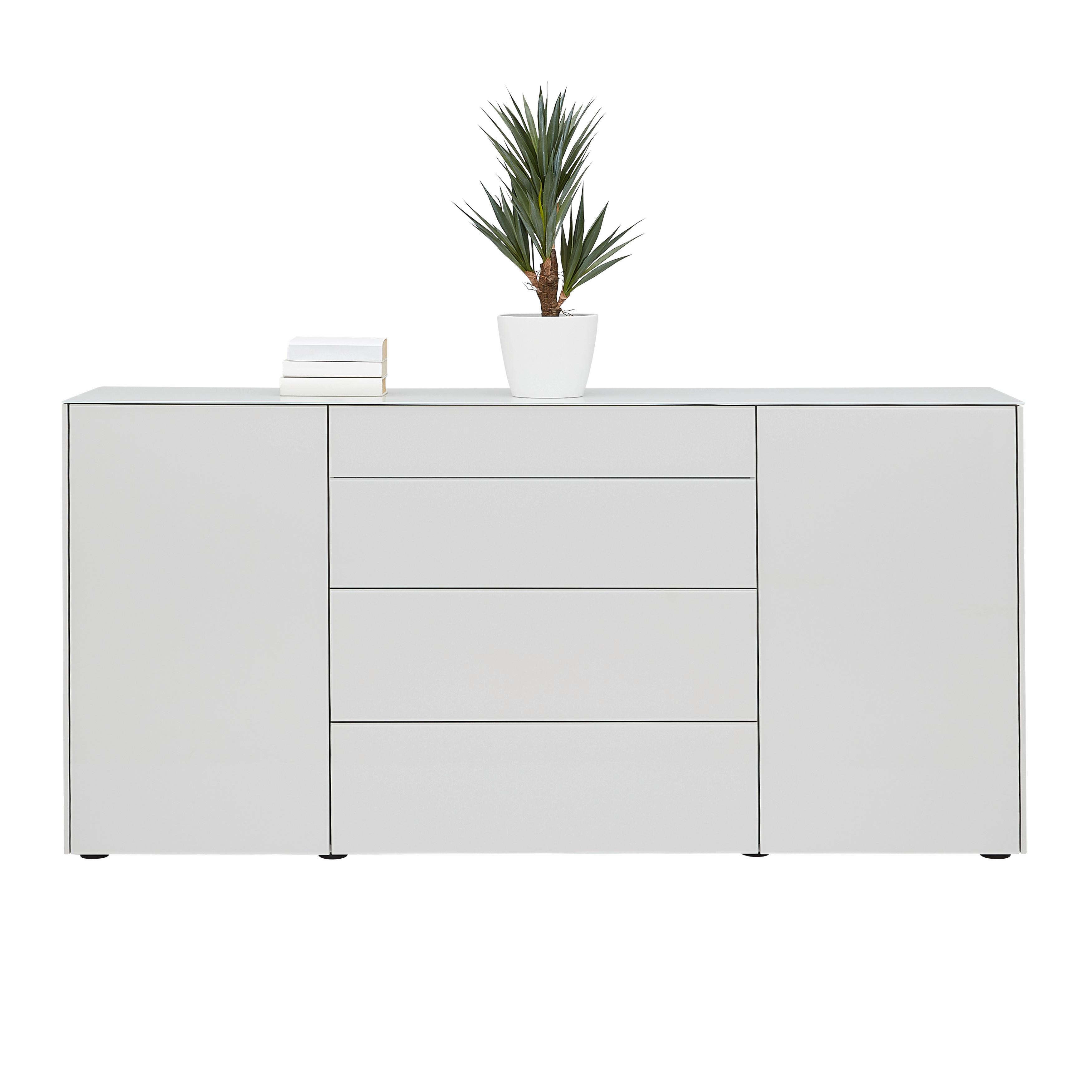 Sideboard Silverstone Grau - Schwarz/Grau, MODERN, Glas/Holzwerkstoff (179/89/42cm) - Premium Living