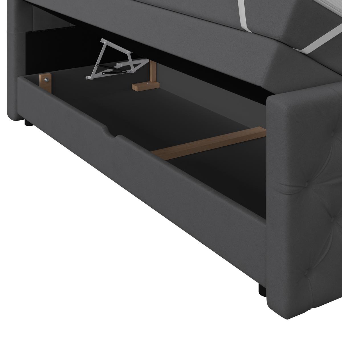 Boxspring Krevet Elio - boje grafita/bež, Romantično / ladanjski, tekstil/plastika (160/200cm) - Modern Living