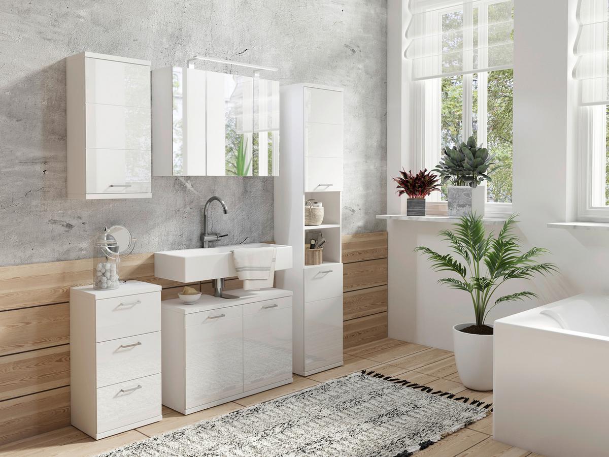 Spiegelschrank Spree mit LED ca. 80x60x20 cm Weiß - MODERN, Glas/Holzwerkstoff (80/60/20cm) - MID.YOU