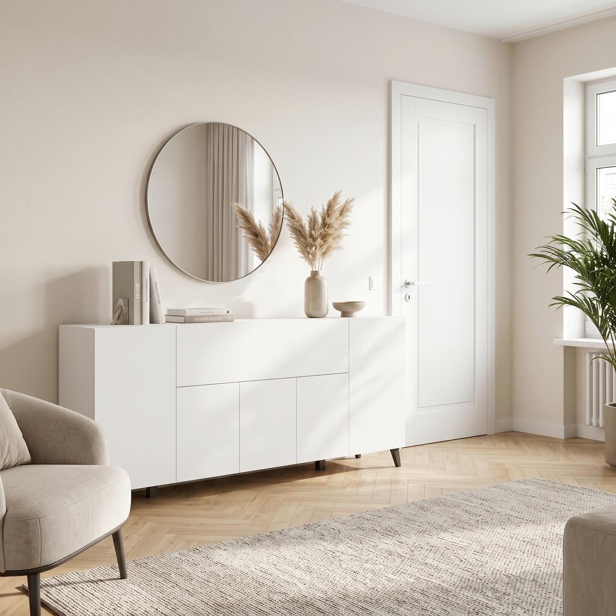 Tálalószekrény Sideboard Phuket 180 - fehér, Design, faalapú anyag (180/76/37,5cm) - P & B