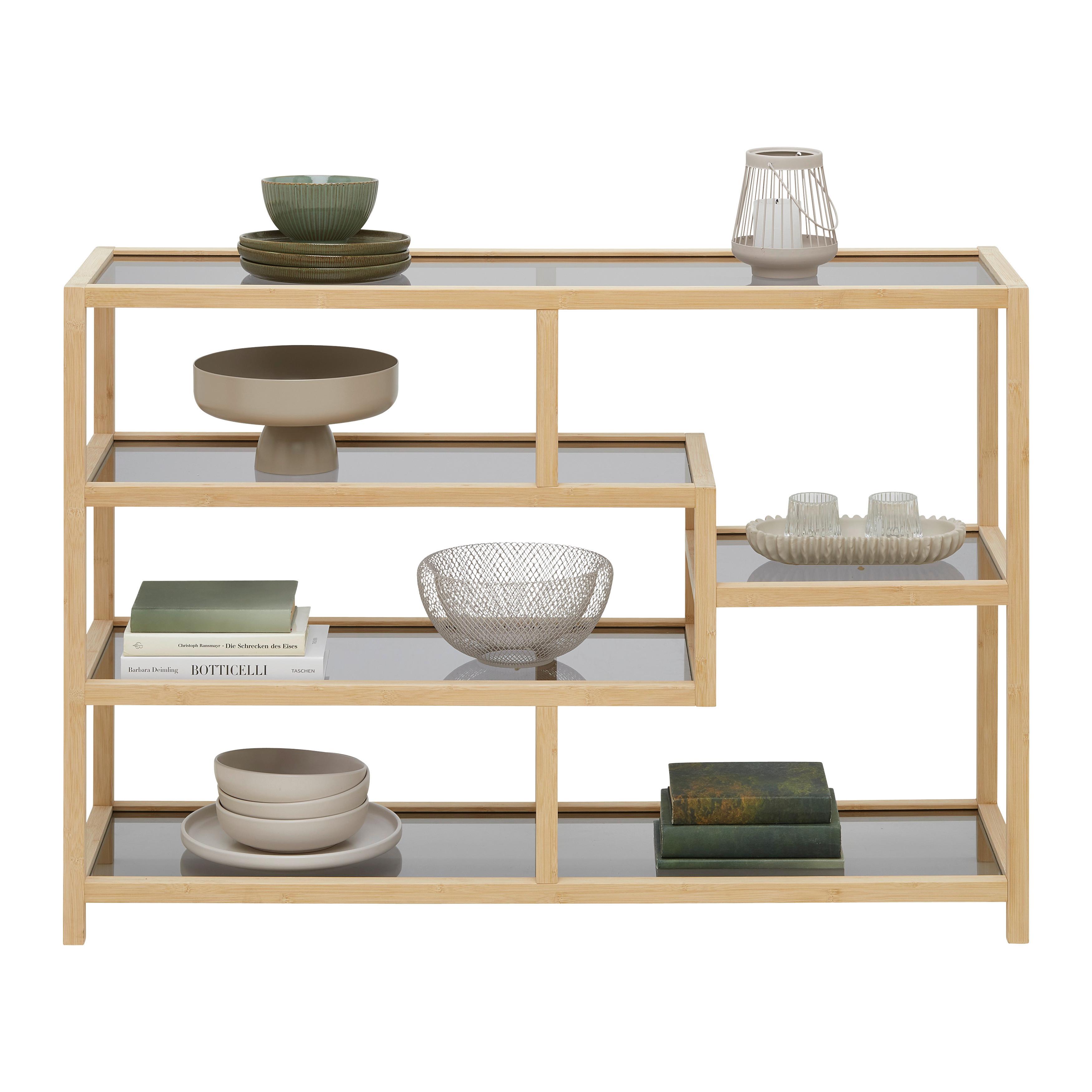 Regal Boston Naturfarben - Naturfarben, MODERN, Glas/Naturmaterialien (114/79/34cm) - Mömax