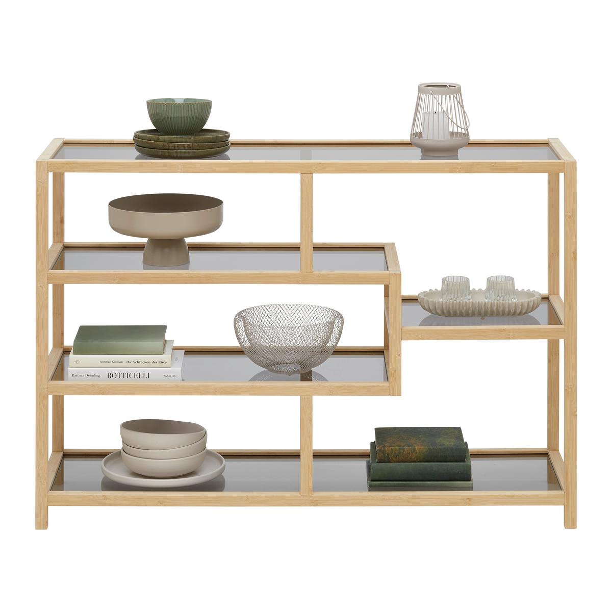 Regal Boston Naturfarben - Naturfarben, MODERN, Glas/Naturmaterialien (114/79/34cm) - Mömax