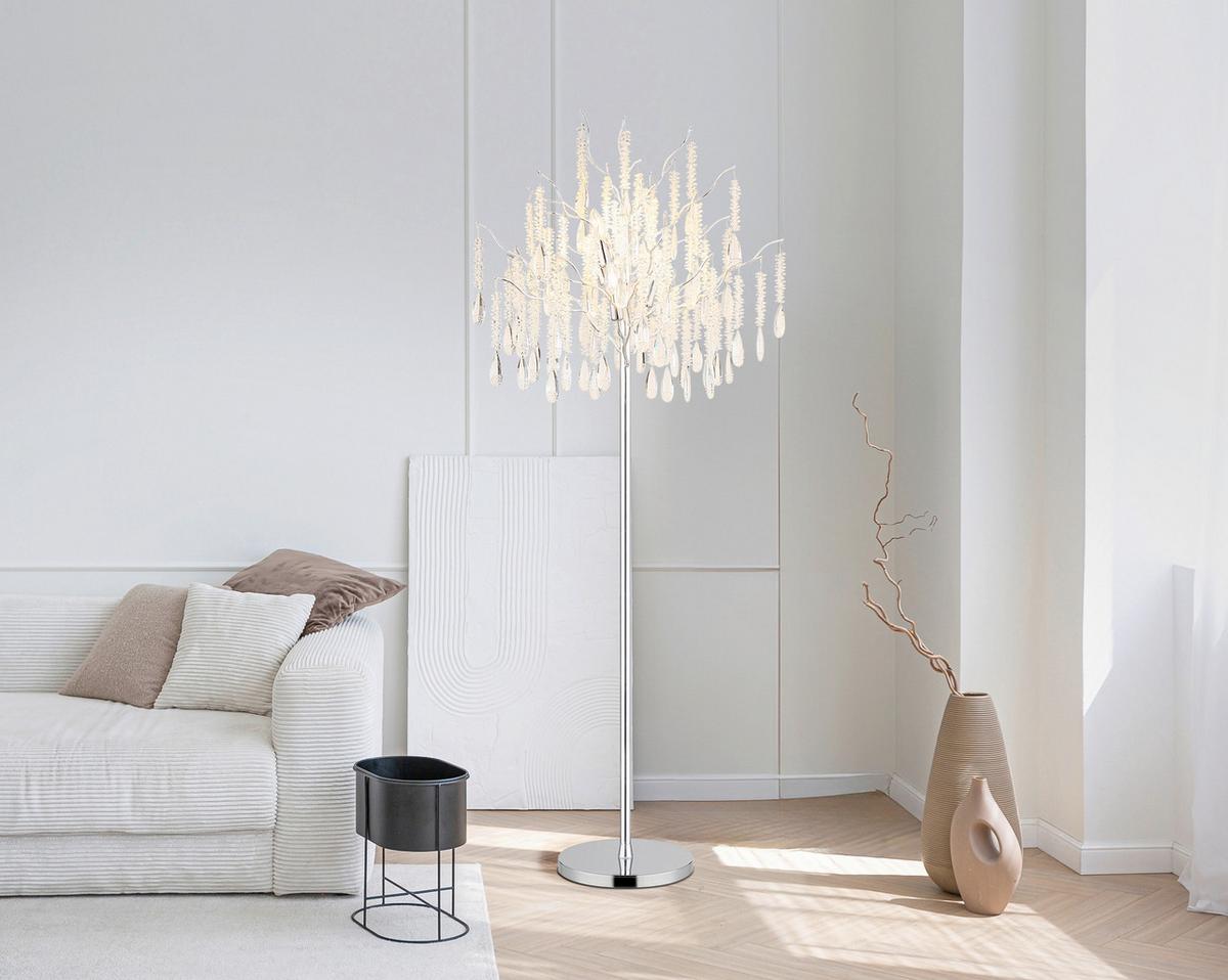 Podna Svjetiljka Kinga - srebrne boje/prozirno, Konvencionalno, staklo/metal (55/165cm) - Globo