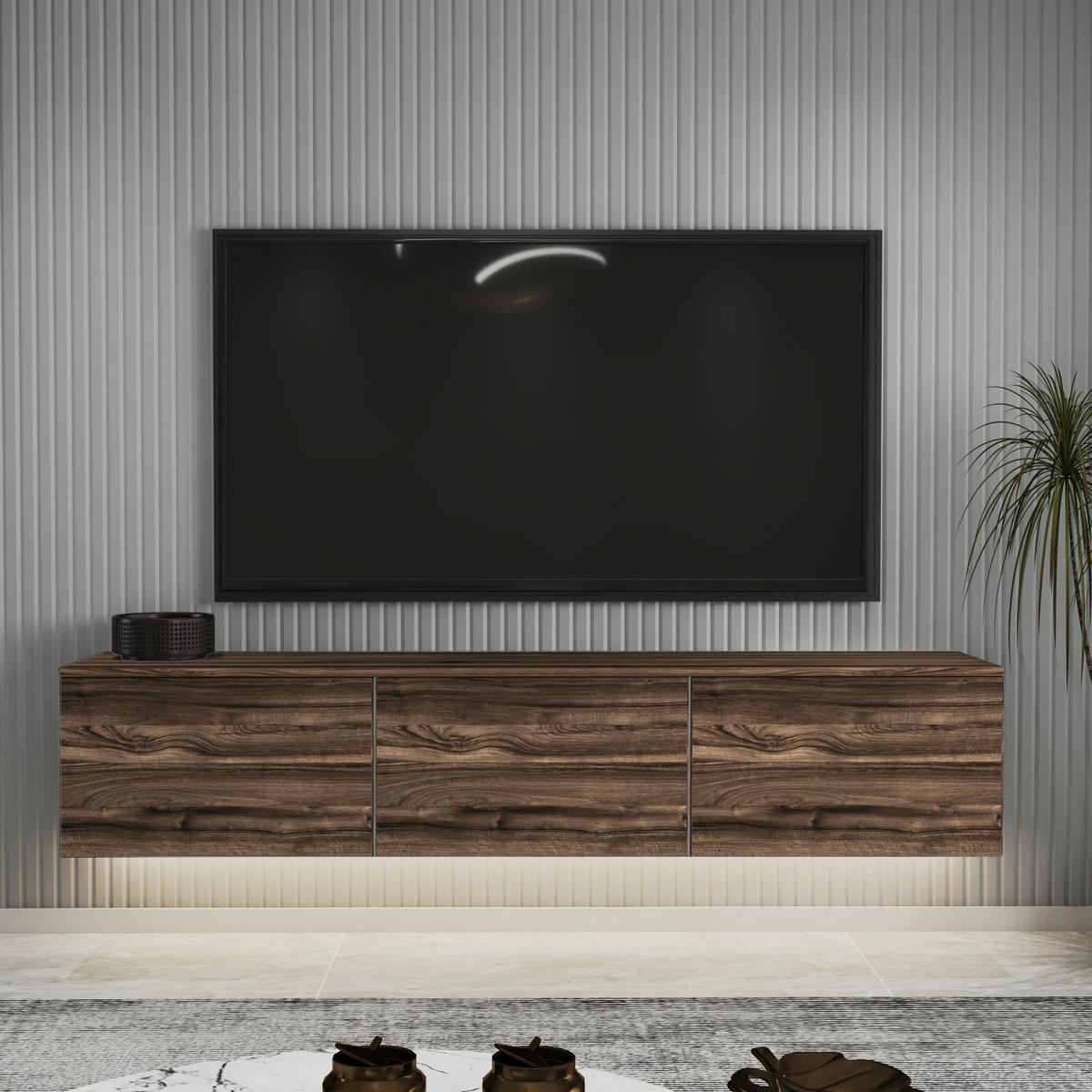 Lowboard Neon Tv-Möbel - Nussbaumfarben, Design, Holzwerkstoff (160/35/32cm) - Livetastic