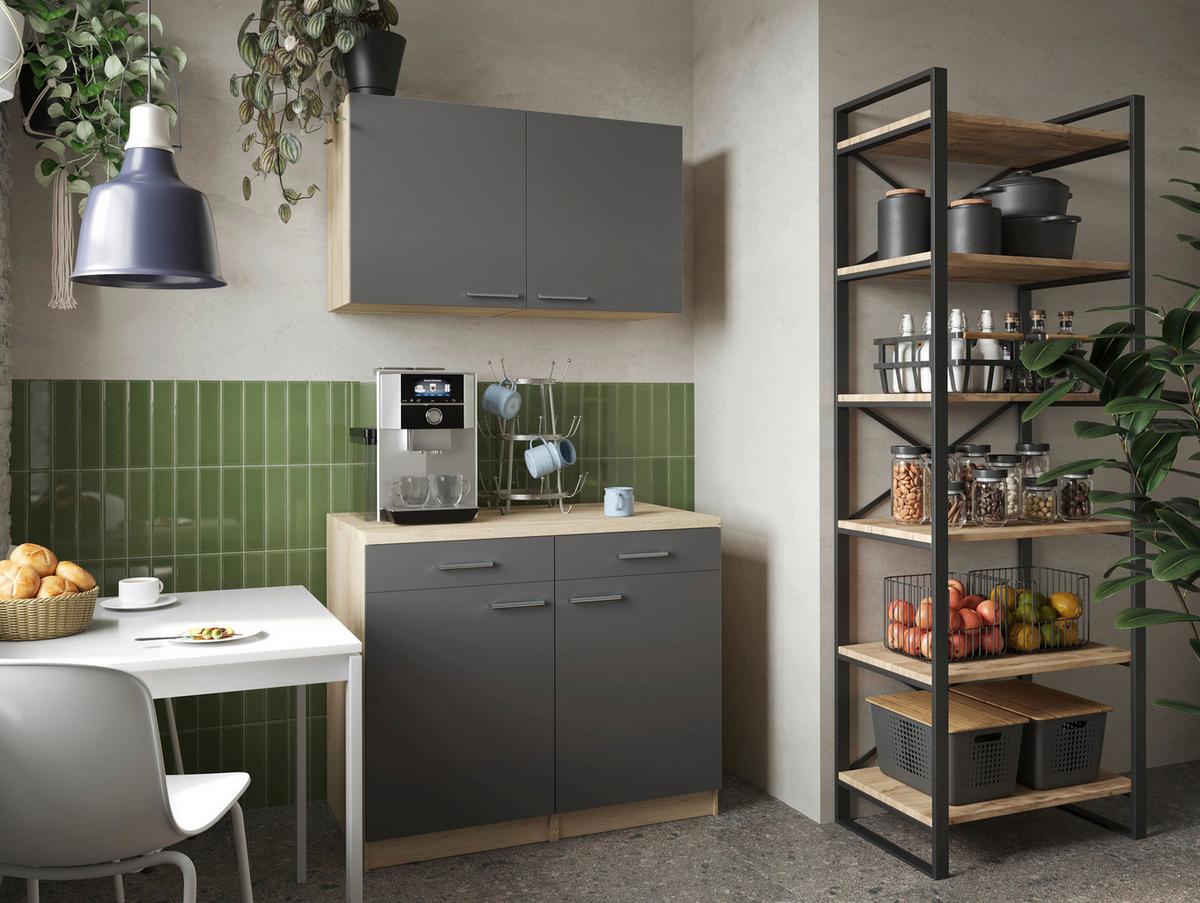 Bife Omara Merle, 100cm - srebrne barve/siva, Basics, kovina/leseni material (100/200/60cm) - Respekta