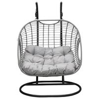 HÄNGESESSEL VIGA - Hellgrau/Schwarz, KONVENTIONELL, Kunststoff/Metall (133/196/105cm) - Gardenson