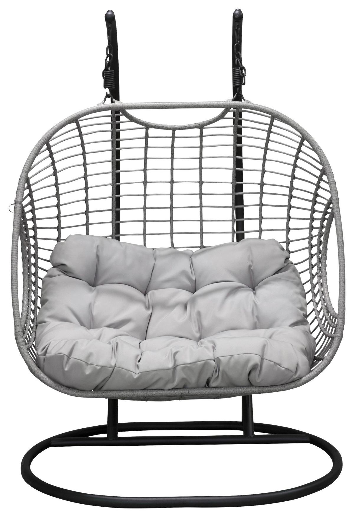 HÄNGESESSEL VIGA - Hellgrau/Schwarz, KONVENTIONELL, Kunststoff/Metall (133/196/105cm) - Gardenson
