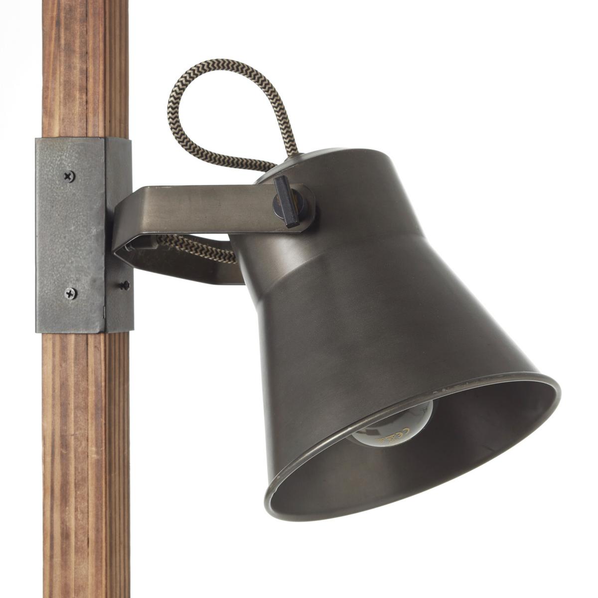 Stehleuchte Plow max. 10 Watt - Schwarz, Design, Holz/Metall (51/153,5cm) - Brilliant
