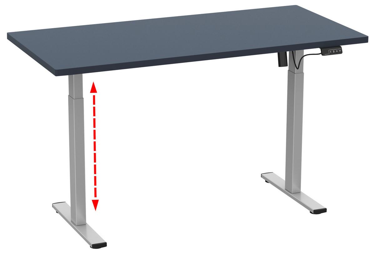 SCHREIBTISCH E-LONA - Anthrazit/Silberfarben, Design, Holzwerkstoff/Metall (140/71/80cm) - MID.YOU