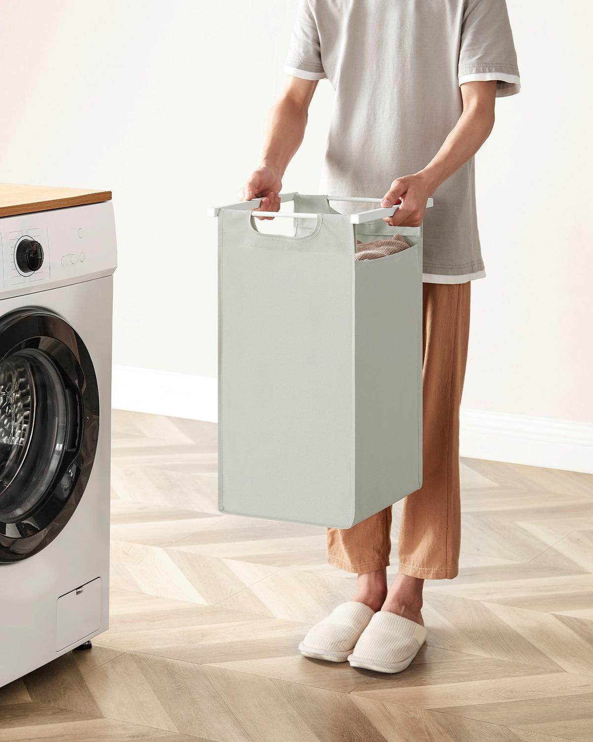 WÄSCHEKORB LUANDRY BASKET - Weiß, MODERN, Holzwerkstoff/Metall (73/92/33cm) - MID.YOU