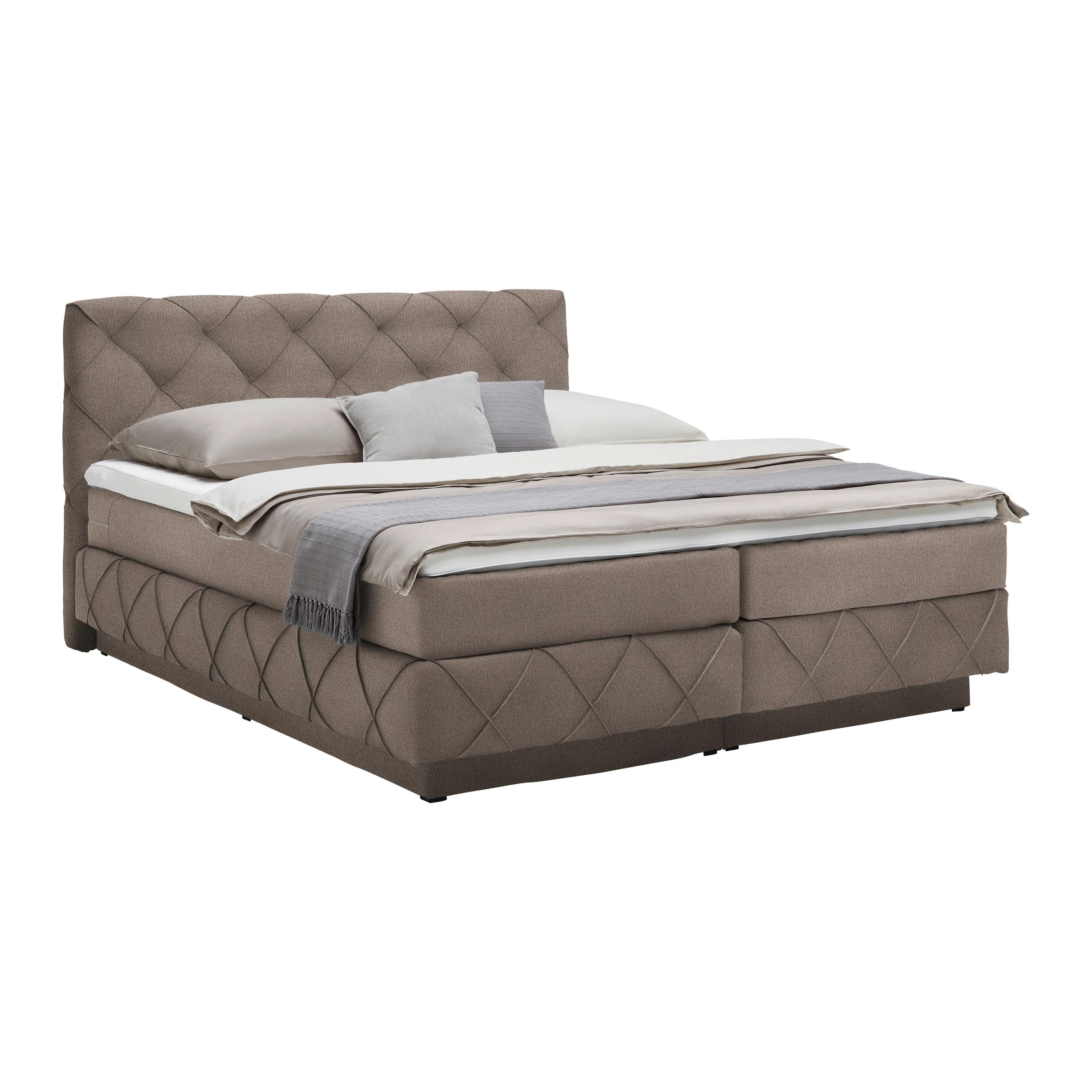 Boxspringbett Cordoba Braun ca. 180x200cm - Schwarz/Braun, KONVENTIONELL, Holz/Holzwerkstoff (180/200cm) - Premium Living