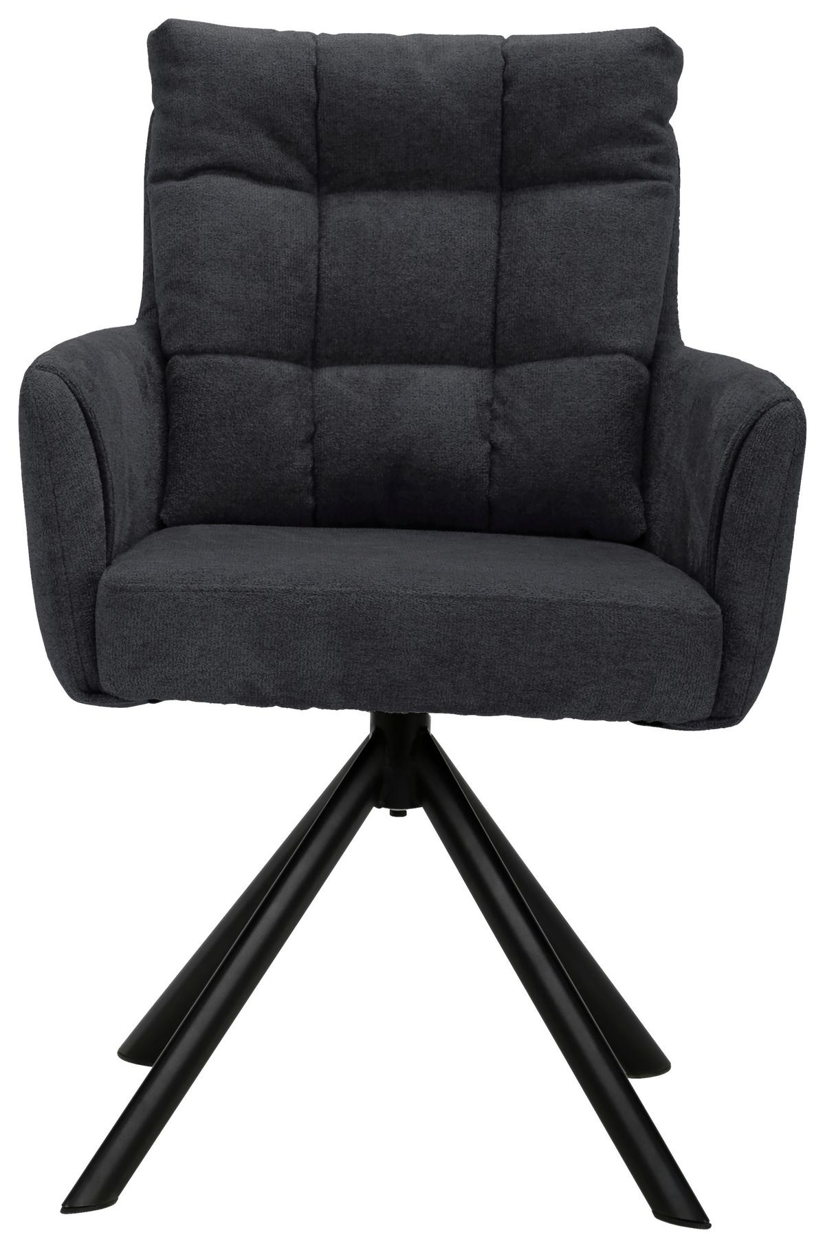 Naslanjač Susan, Črna, Vrtljiv - temno siva/črna, Konvencionalno, kovina/tekstil (59/90/66cm)