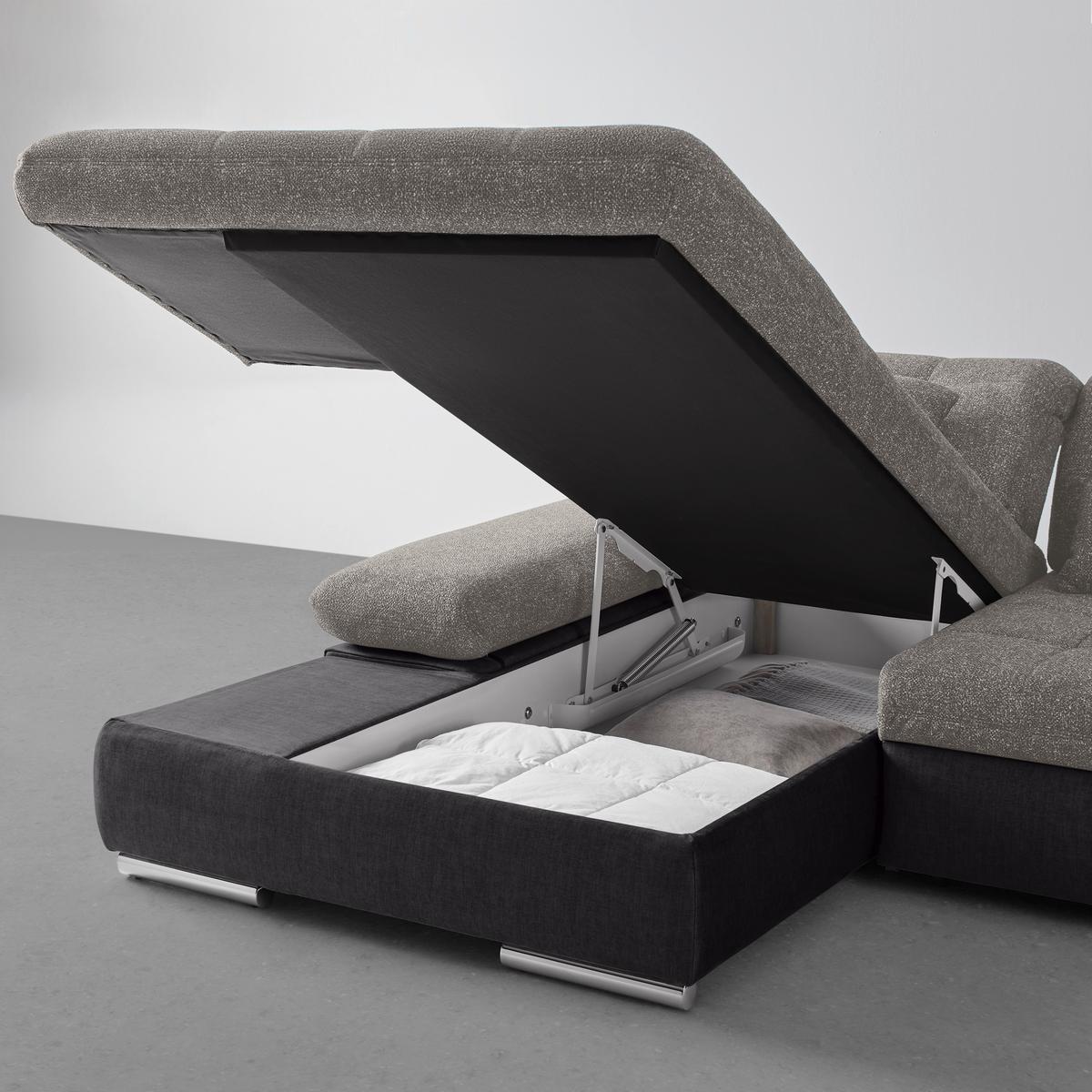 Wohnlandschaft Sanfino Silberfarben/Dunkelgrau - Chromfarben/Dunkelgrau, KONVENTIONELL, Holz/Textil (199/79-96/305cm) - Premium Living