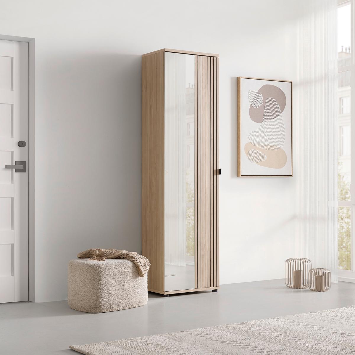 Garderobenschrank Pisa Taupe/Eichefarben - Taupe/Eichefarben, MODERN, Holzwerkstoff/Metall (55/202/38cm) - Mömax