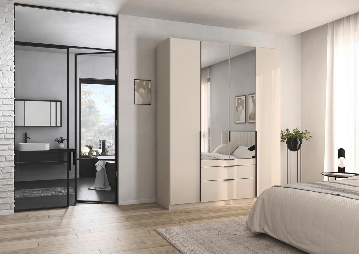 Dulap cu uși rotative ALABAMA - argintiu/șampanie, Modern, material pe bază de lemn (181/229/54cm) - Modern Living