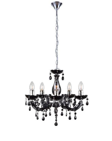 Hängeleuchte 63110-5 in Schwarz max. 40 Watt - Chromfarben/Schwarz, LIFESTYLE, Kunststoff/Metall (46/128cm) - Globo