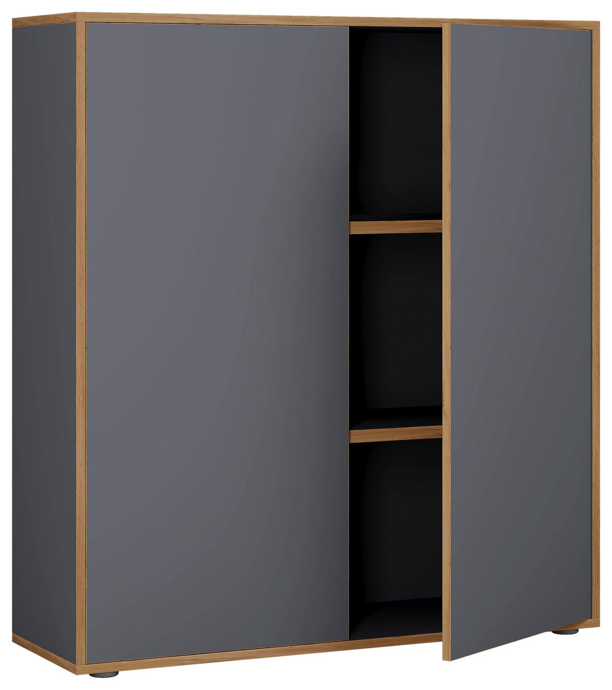 AKTENSCHRANK SALIA B100 - Honigeiche/Anthrazit, Design, Holzwerkstoff (100/110/33cm) - MID.YOU