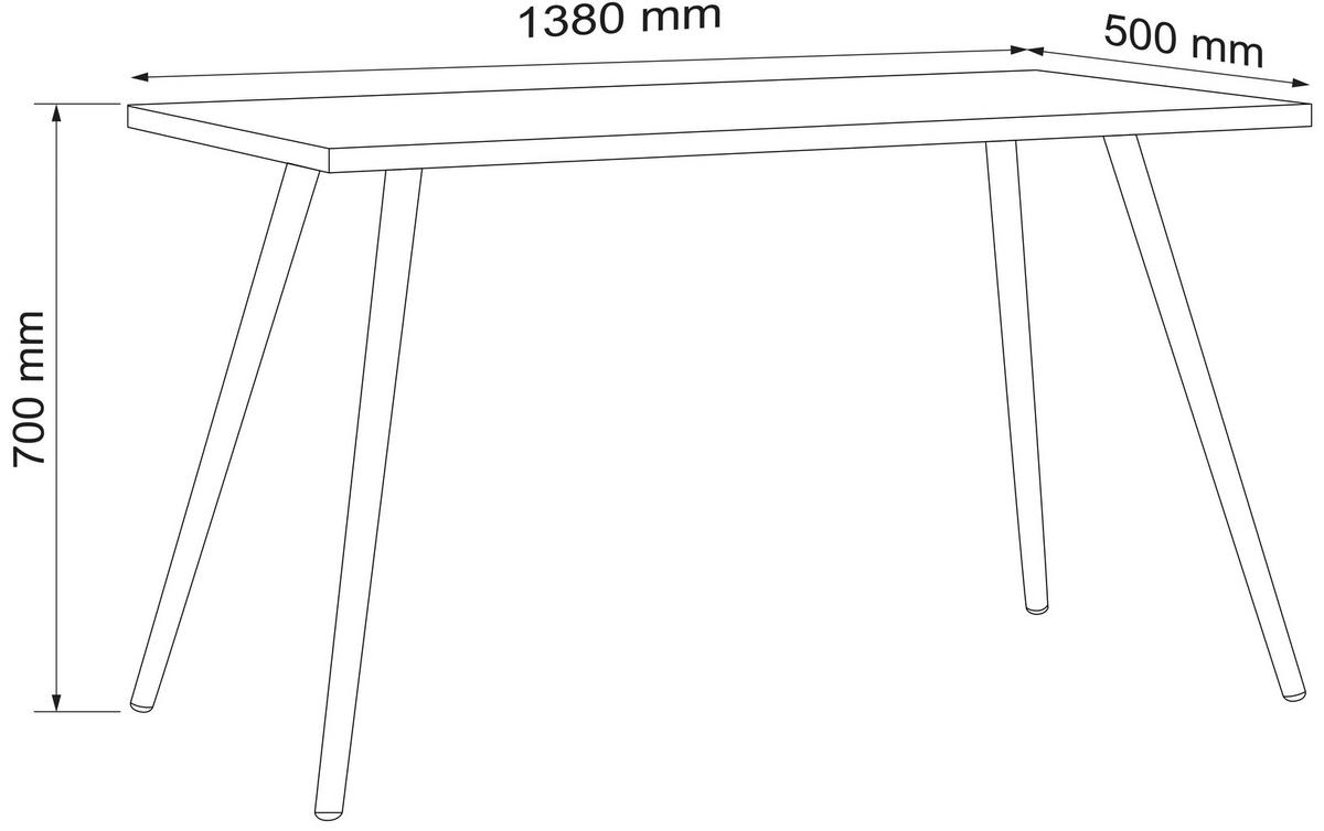 Pisalna Miza Salia T50, Barva Hrasta, Antracit, 138x50cm - črna/bela, Design, kovina/leseni material (138/50/70cm) - P & B
