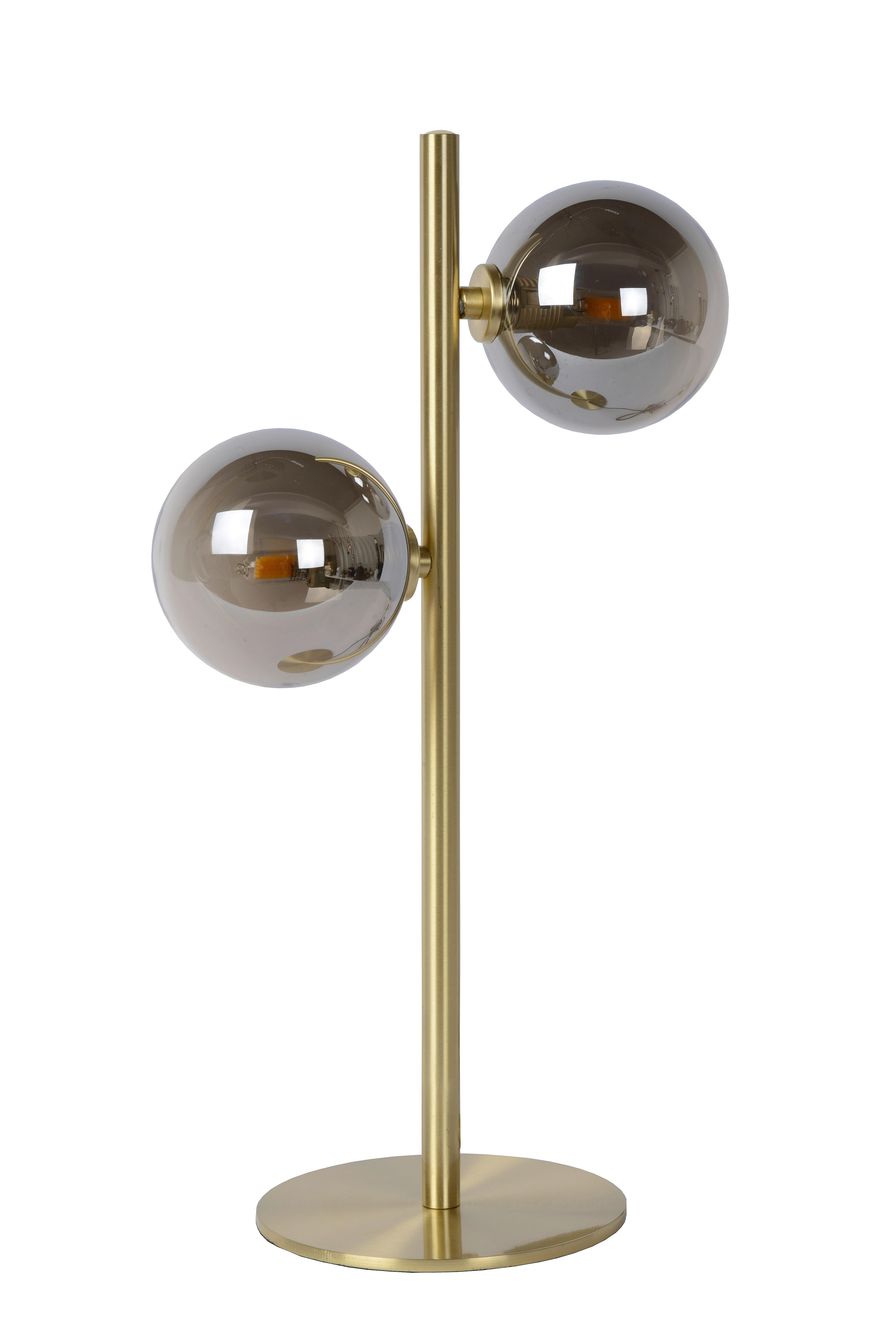 LAMPA STOŁOWA 45574/02/02 TYCHO - kolor mosiężny/jasnoszary, Basics, metal/szkło (15/23.5/43cm) - Lucide