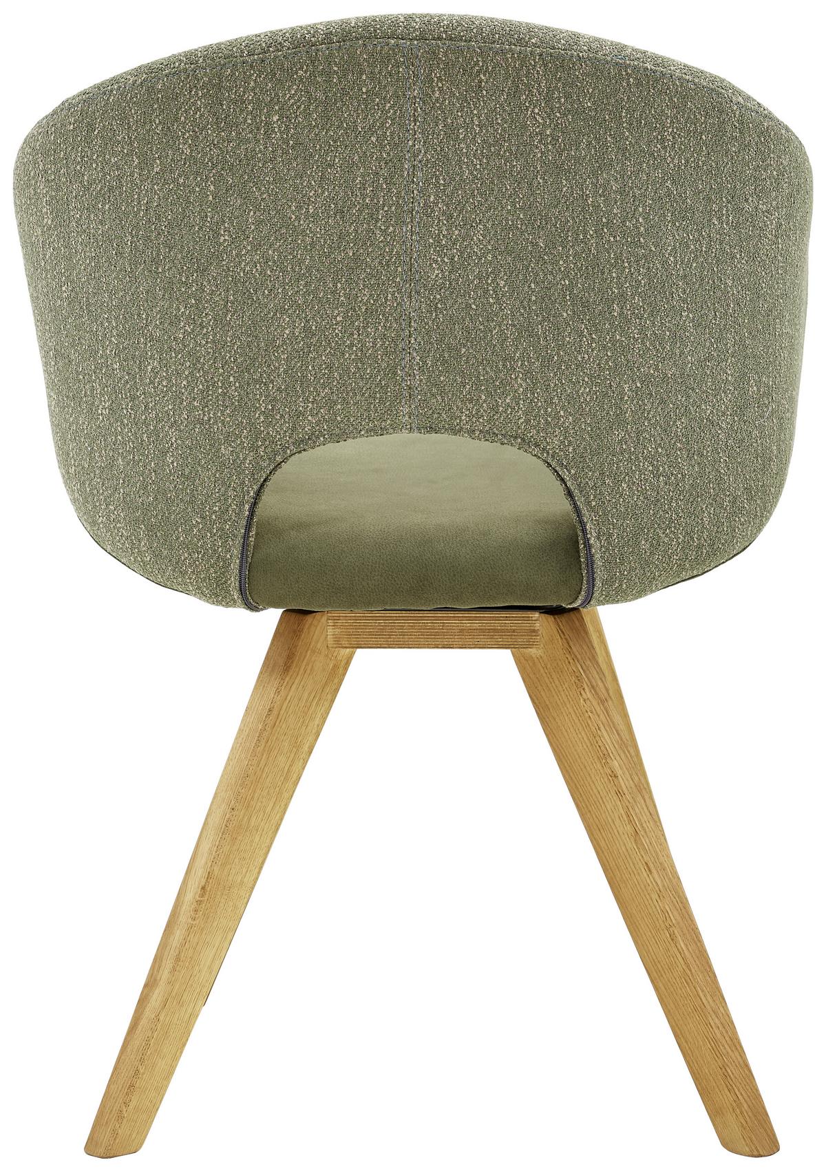 KRZESŁO Z PODŁOKIETNIKAMI RINCON - kolor dębowy/kremowy, Design, tkanina/drewno (58/83/59cm) - Linea Natura