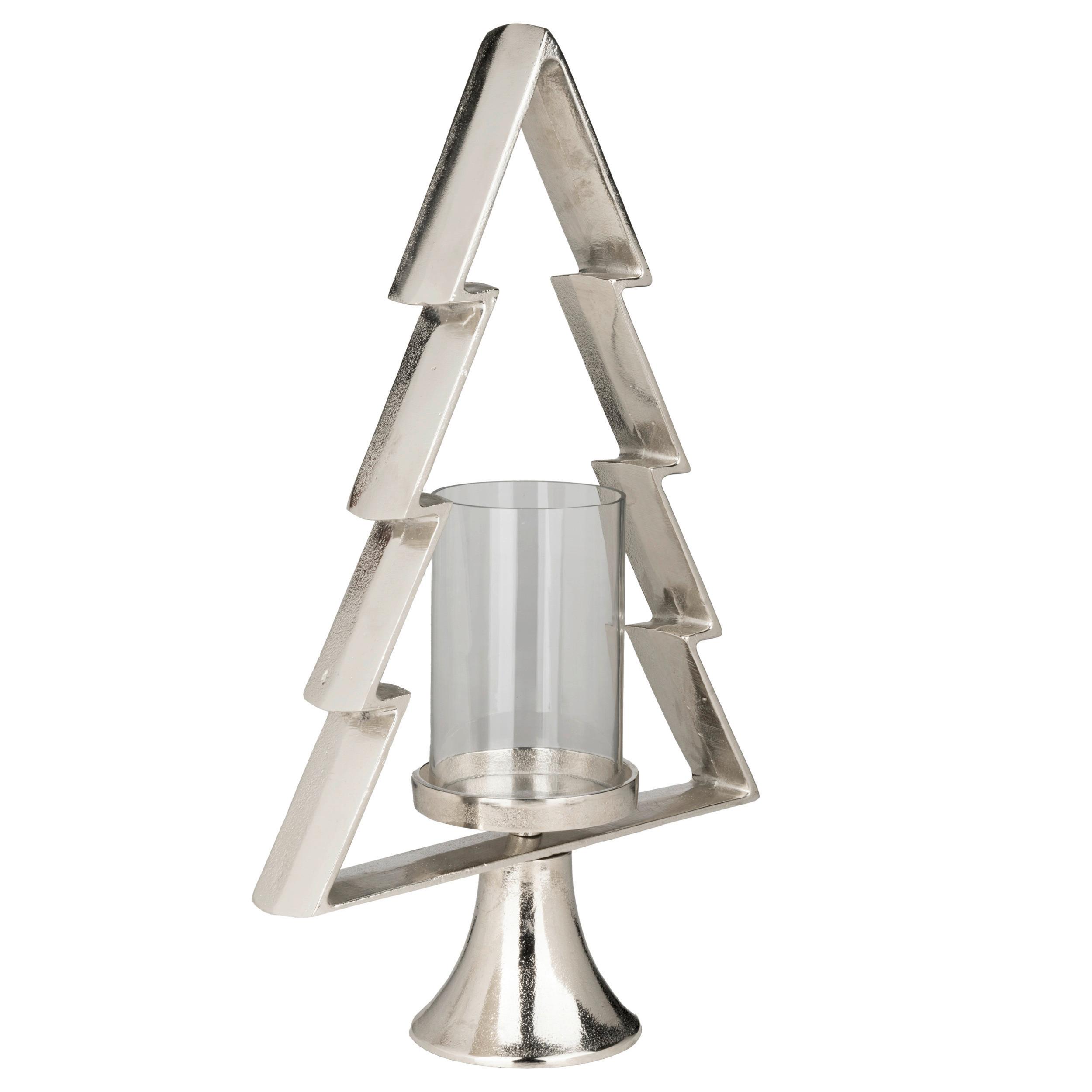 Kerzenhalter Mukayle Klar/Chromfarben - Klar/Chromfarben, LIFESTYLE, Glas/Metall (31/11.5/50cm)
