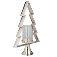 Kerzenhalter Mukayle Klar/Chromfarben - Klar/Chromfarben, LIFESTYLE, Glas/Metall (31/11.5/50cm)