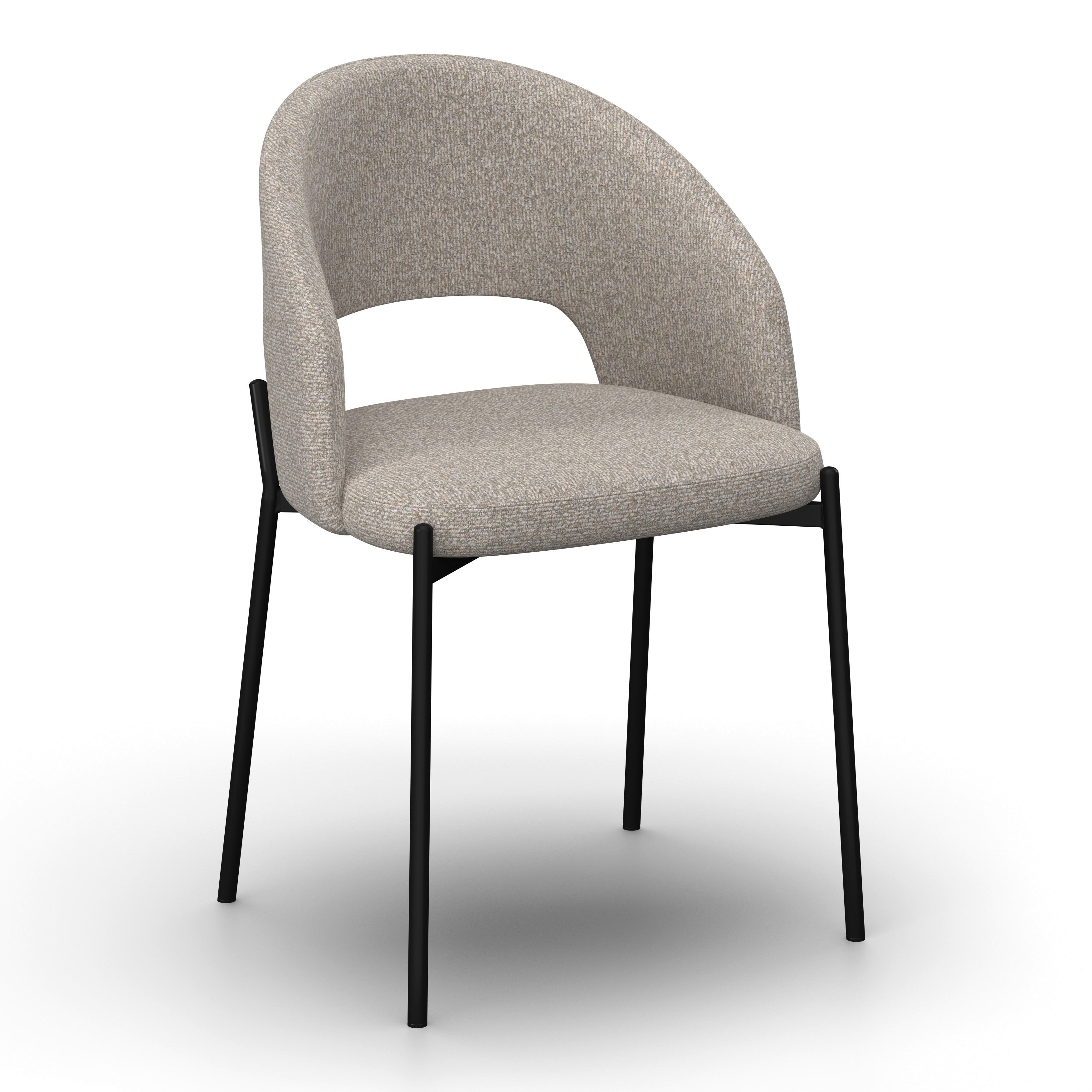 Stuhl Nadiya Hellgrau Leinenoptik Gepolstert - Hellgrau/Schwarz, MODERN, Holz/Textil (52/78/56cm) - Bessagi Home