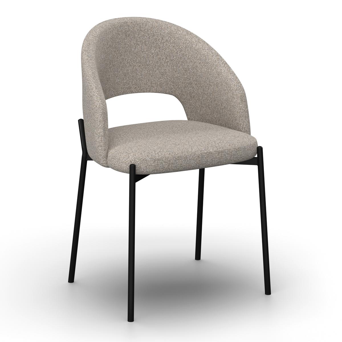 Stuhl Nadiya Hellgrau Leinenoptik Gepolstert - Hellgrau/Schwarz, MODERN, Holz/Textil (52/78/56cm) - Bessagi Home