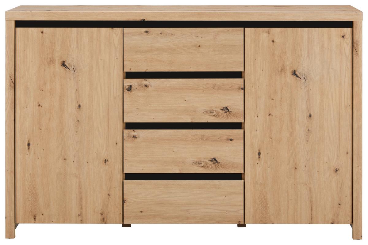 Sideboard Larios in Eichefarben - Schwarz/Eiche Artisan, MODERN, Holzwerkstoff (143/91/40cm) - Mömax