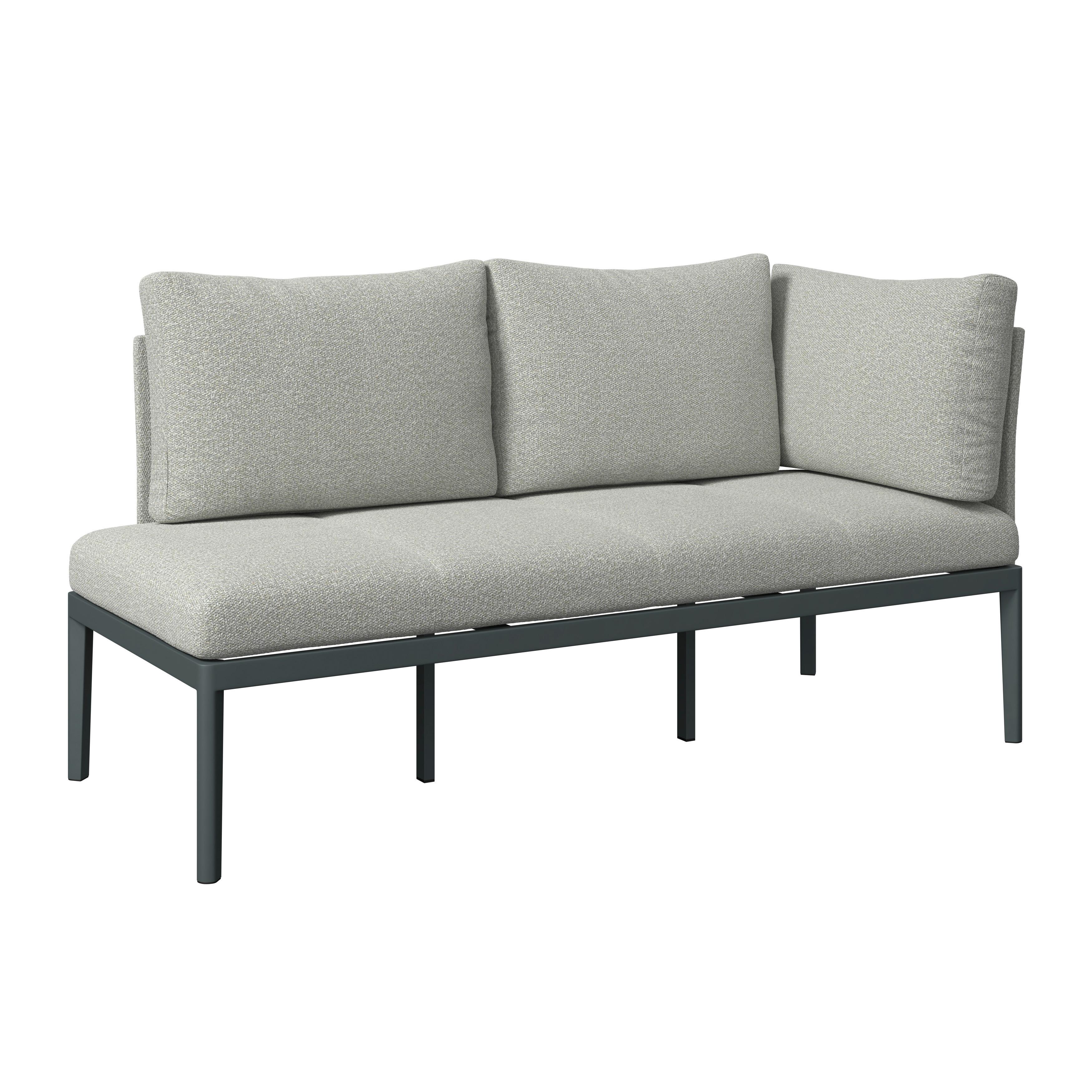 LOUNGEGRUPP EMILIA - beige/mörkgrå, Modern, metall/glas (168/75/73,5cm) - Mömax