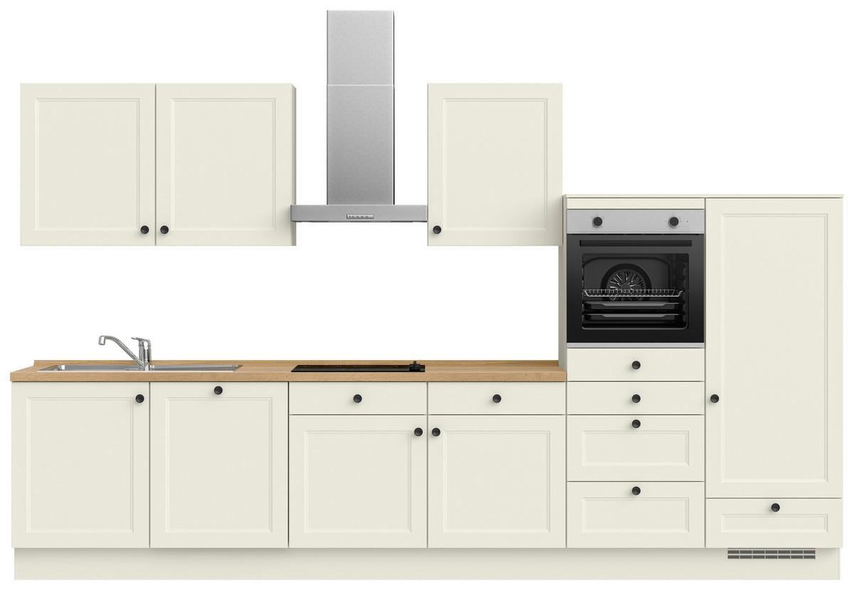 Küchenblock Cascada Low m. Geräten Weiß - Eichefarben/Schwarz, MODERN, Holzwerkstoff/Metall (360cm) - Nobilia