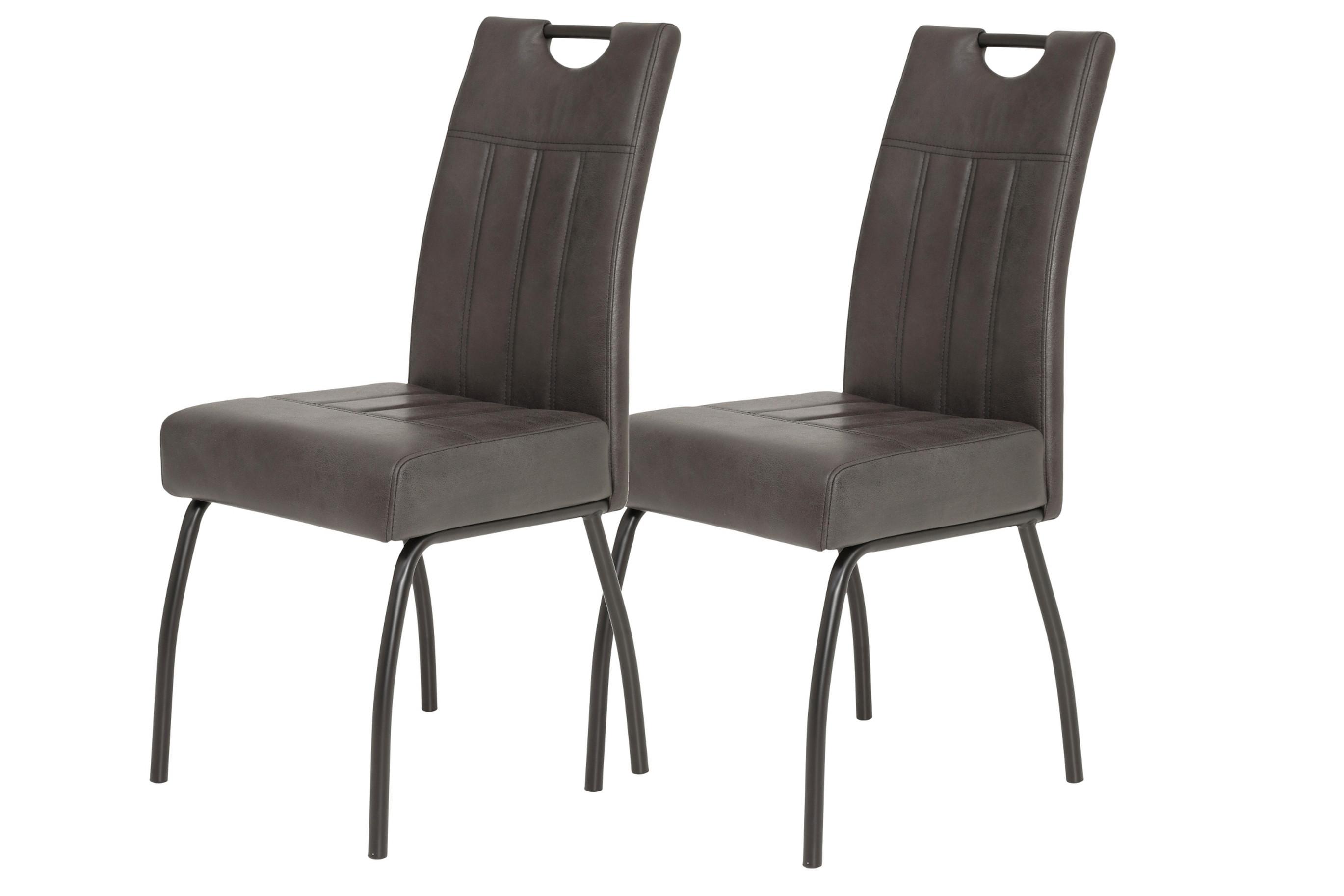 Stuhl-Set Beate S 2er-Set ca. 43x99 cm Anthrazit - Anthrazit, MODERN, Textil/Metall (43/99/60cm) - MID.YOU