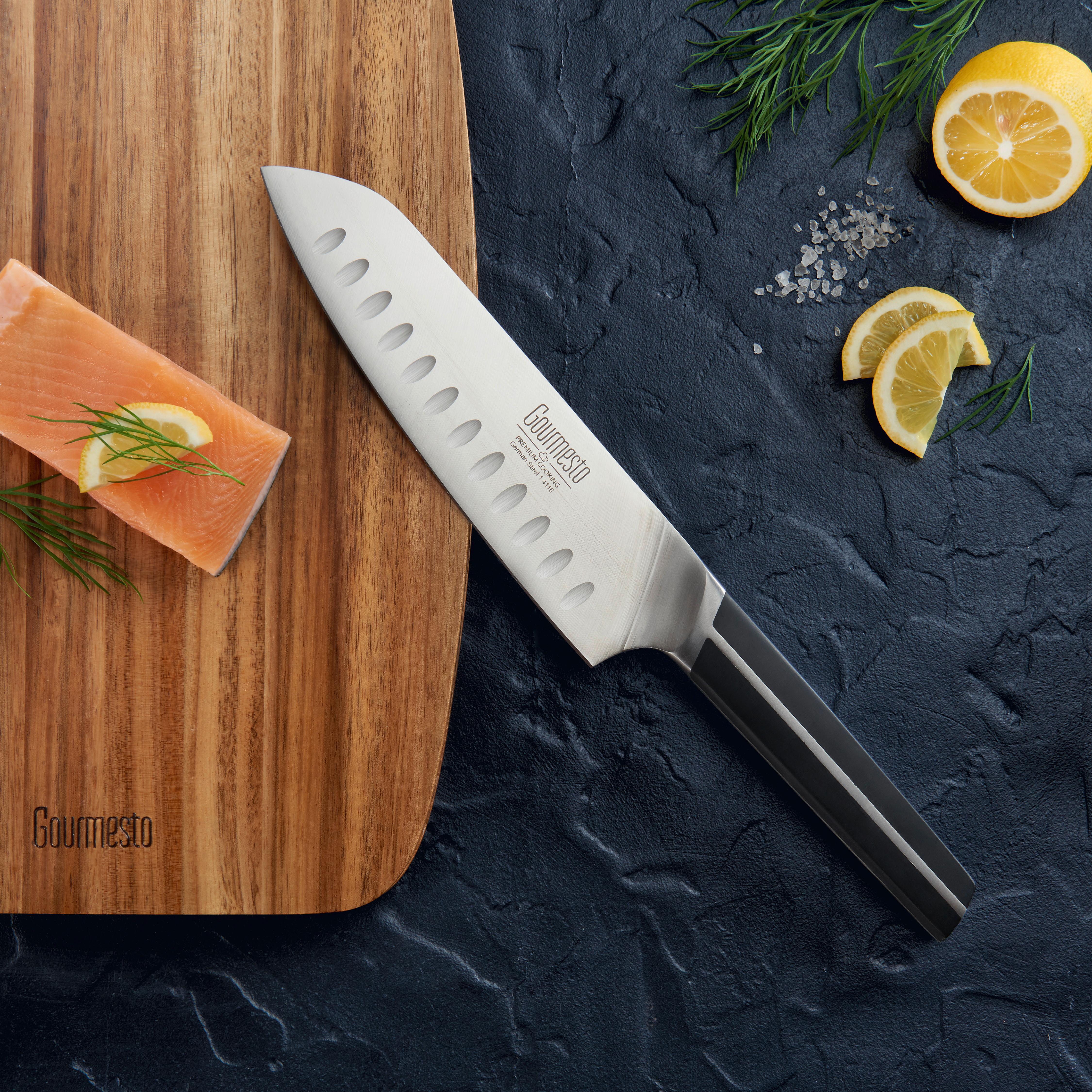 Santokumesser Profi Line ca. 31cm - Edelstahlfarben/Schwarz, Konventionell, Kunststoff/Metall (31cm) - Gourmesto