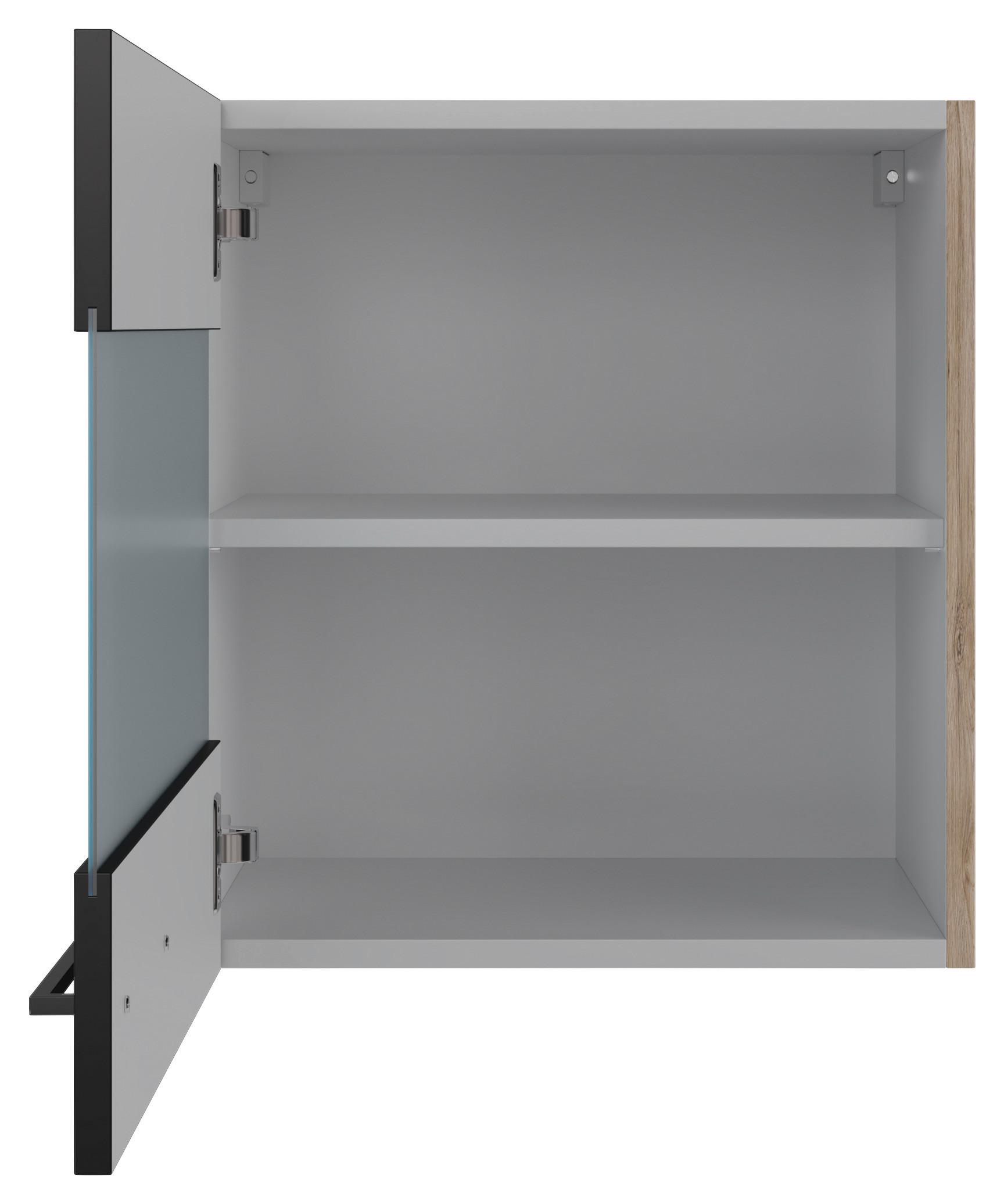 Kuhinjska Zgornja Omarica Capri, Črna, Hrast - črna/barve hrasta, Konvencionalno, kovina/leseni material (50/54,8/32cm) - FlexWell